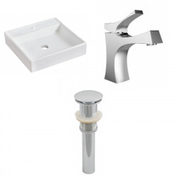American Imaginations AI-26077 17.5-in. W Above Counter White Vessel Set For 1 Hole Center Faucet - Faucet Included