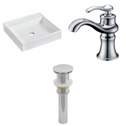 American Imaginations AI-26078 17.5-in. W Above Counter White Vessel Set For 1 Hole Center Faucet - Faucet Included