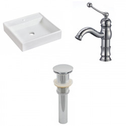 American Imaginations AI-26082 17.5-in. W Above Counter White Vessel Set For 1 Hole Center Faucet - Faucet Included
