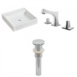 American Imaginations AI-26083 17.5-in. W Above Counter White Vessel Set For 3H8-in. Center Faucet - Faucet Included
