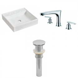 American Imaginations AI-26085 17.5-in. W Above Counter White Vessel Set For 3H8-in. Center Faucet - Faucet Included