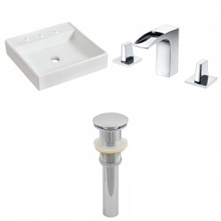 American Imaginations AI-26086 17.5-in. W Above Counter White Vessel Set For 3H8-in. Center Faucet - Faucet Included