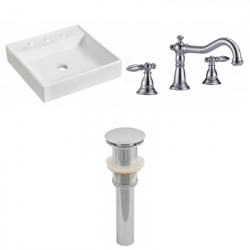 American Imaginations AI-26087 17.5-in. W Above Counter White Vessel Set For 3H8-in. Center Faucet - Faucet Included