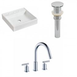 American Imaginations AI-26088 17.5-in. W Above Counter White Vessel Set For 3H8-in. Center Faucet - Faucet Included