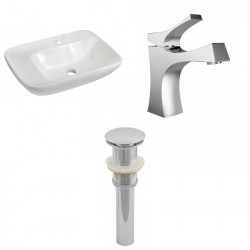 American Imaginations AI-26089 23.5-in. W Above Counter White Vessel Set For 1 Hole Center Faucet - Faucet Included