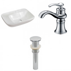 American Imaginations AI-26090 23.5-in. W Above Counter White Vessel Set For 1 Hole Center Faucet - Faucet Included