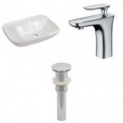 American Imaginations AI-26092 23.5-in. W Above Counter White Vessel Set For 1 Hole Center Faucet - Faucet Included