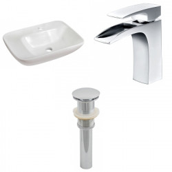 American Imaginations AI-26093 23.5-in. W Above Counter White Vessel Set For 1 Hole Center Faucet - Faucet Included