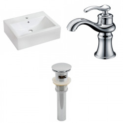 American Imaginations AI-26096 20.25-in. W Wall Mount White Vessel Set For 1 Hole Center Faucet - Faucet Included