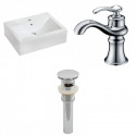American Imaginations AI-26096 20.25-in. W Wall Mount White Vessel Set For 1 Hole Center Faucet - Faucet Included
