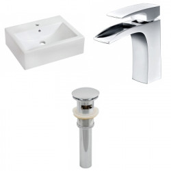 American Imaginations AI-26099 20.25-in. W Wall Mount White Vessel Set For 1 Hole Center Faucet - Faucet Included