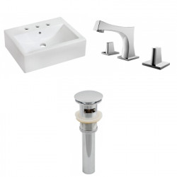 American Imaginations AI-26101 20.25-in. W Wall Mount White Vessel Set For 3H8-in. Center Faucet - Faucet Included