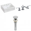 American Imaginations AI-26102 20.25-in. W Wall Mount White Vessel Set For 3H8-in. Center Faucet - Faucet Included