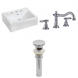 American Imaginations AI-26105 20.25-in. W Wall Mount White Vessel Set For 3H8-in. Center Faucet - Faucet Included