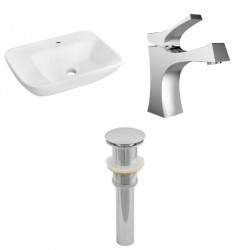 American Imaginations AI-26107 23.5-in. W Wall Mount White Vessel Set For 1 Hole Center Faucet - Faucet Included