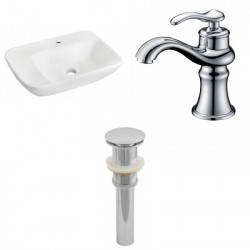 American Imaginations AI-26108 23.5-in. W Wall Mount White Vessel Set For 1 Hole Center Faucet - Faucet Included