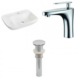 American Imaginations AI-26109 23.5-in. W Wall Mount White Vessel Set For 1 Hole Center Faucet - Faucet Included