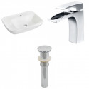 American Imaginations AI-26111 23.5-in. W Wall Mount White Vessel Set For 1 Hole Center Faucet - Faucet Included
