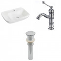 American Imaginations AI-26112 23.5-in. W Wall Mount White Vessel Set For 1 Hole Center Faucet - Faucet Included