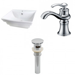 American Imaginations AI-26114 19.75-in. W Wall Mount White Vessel Set For 1 Hole Center Faucet - Faucet Included