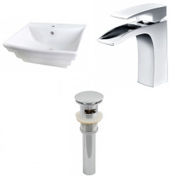 American Imaginations AI-26117 19.75-in. W Wall Mount White Vessel Set For 1 Hole Center Faucet - Faucet Included