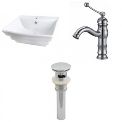 American Imaginations AI-26118 19.75-in. W Wall Mount White Vessel Set For 1 Hole Center Faucet - Faucet Included