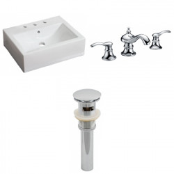 American Imaginations AI-26126 21-in. W Wall Mount White Vessel Set For 3H8-in. Center Faucet - Faucet Included