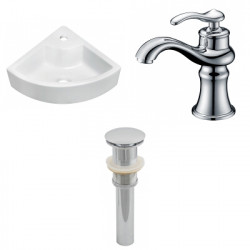 American Imaginations AI-26132 26.25-in. W Wall Mount White Vessel Set For 1 Hole Center Faucet - Faucet Included