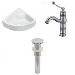 American Imaginations AI-26136 26.25-in. W Wall Mount White Vessel Set For 1 Hole Center Faucet - Faucet Included