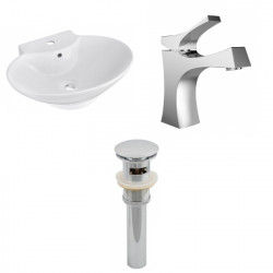 American Imaginations AI-26137 22.75-in. W Wall Mount White Vessel Set For 1 Hole Center Faucet - Faucet Included