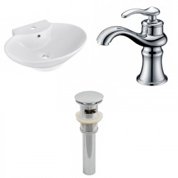 American Imaginations AI-26138 22.75-in. W Wall Mount White Vessel Set For 1 Hole Center Faucet - Faucet Included