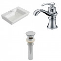 American Imaginations AI-26144 26-in. W Wall Mount White Vessel Set For 1 Hole Center Faucet - Faucet Included