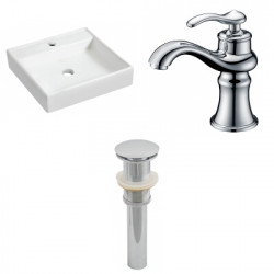 American Imaginations AI-26150 17.5-in. W Wall Mount White Vessel Set For 1 Hole Center Faucet - Faucet Included