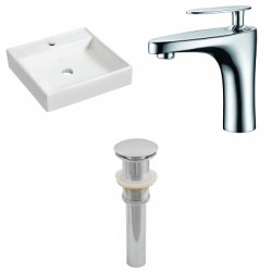 American Imaginations AI-26151 17.5-in. W Wall Mount White Vessel Set For 1 Hole Center Faucet - Faucet Included