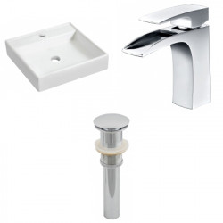 American Imaginations AI-26153 17.5-in. W Wall Mount White Vessel Set For 1 Hole Center Faucet - Faucet Included