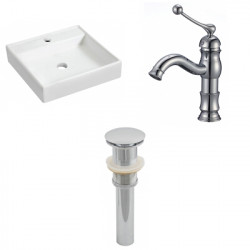 American Imaginations AI-26154 17.5-in. W Wall Mount White Vessel Set For 1 Hole Center Faucet - Faucet Included
