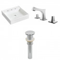 American Imaginations AI-26155 17.5-in. W Wall Mount White Vessel Set For 3H8-in. Center Faucet - Faucet Included