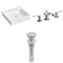 American Imaginations AI-26156 17.5-in. W Wall Mount White Vessel Set For 3H8-in. Center Faucet - Faucet Included