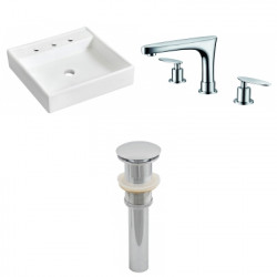 American Imaginations AI-26157 17.5-in. W Wall Mount White Vessel Set For 3H8-in. Center Faucet - Faucet Included