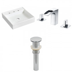 American Imaginations AI-26158 17.5-in. W Wall Mount White Vessel Set For 3H8-in. Center Faucet - Faucet Included