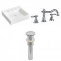 American Imaginations AI-26159 17.5-in. W Wall Mount White Vessel Set For 3H8-in. Center Faucet - Faucet Included