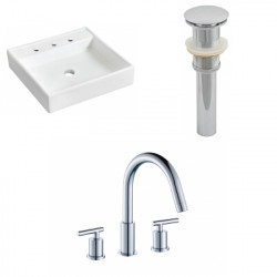 American Imaginations AI-26160 17.5-in. W Wall Mount White Vessel Set For 3H8-in. Center Faucet - Faucet Included
