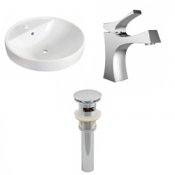 American Imaginations AI-26161 18.25-in. W Drop In White Vessel Set For 1 Hole Center Faucet - Faucet Included