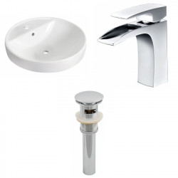 American Imaginations AI-26165 18.25-in. W Drop In White Vessel Set For 1 Hole Center Faucet - Faucet Included