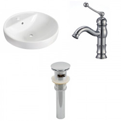 American Imaginations AI-26166 18.25-in. W Drop In White Vessel Set For 1 Hole Center Faucet - Faucet Included