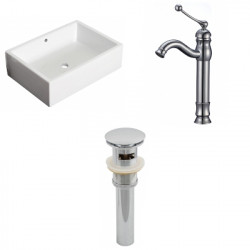 American Imaginations AI-26170 20-in. W Above Counter White Vessel Set For Deck Mount Drilling - Faucet Included