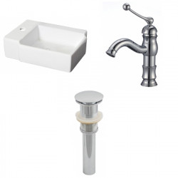 American Imaginations AI-26196 16.25-in. W Wall Mount White Vessel Set For 1 Hole Left Faucet - Faucet Included