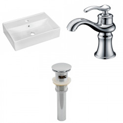 American Imaginations AI-26198 19.75-in. W Above Counter White Vessel Set For 1 Hole Center Faucet - Faucet Included