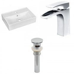 American Imaginations AI-26201 19.75-in. W Above Counter White Vessel Set For 1 Hole Center Faucet - Faucet Included