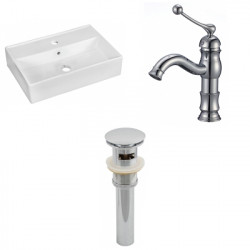 American Imaginations AI-26202 19.75-in. W Above Counter White Vessel Set For 1 Hole Center Faucet - Faucet Included